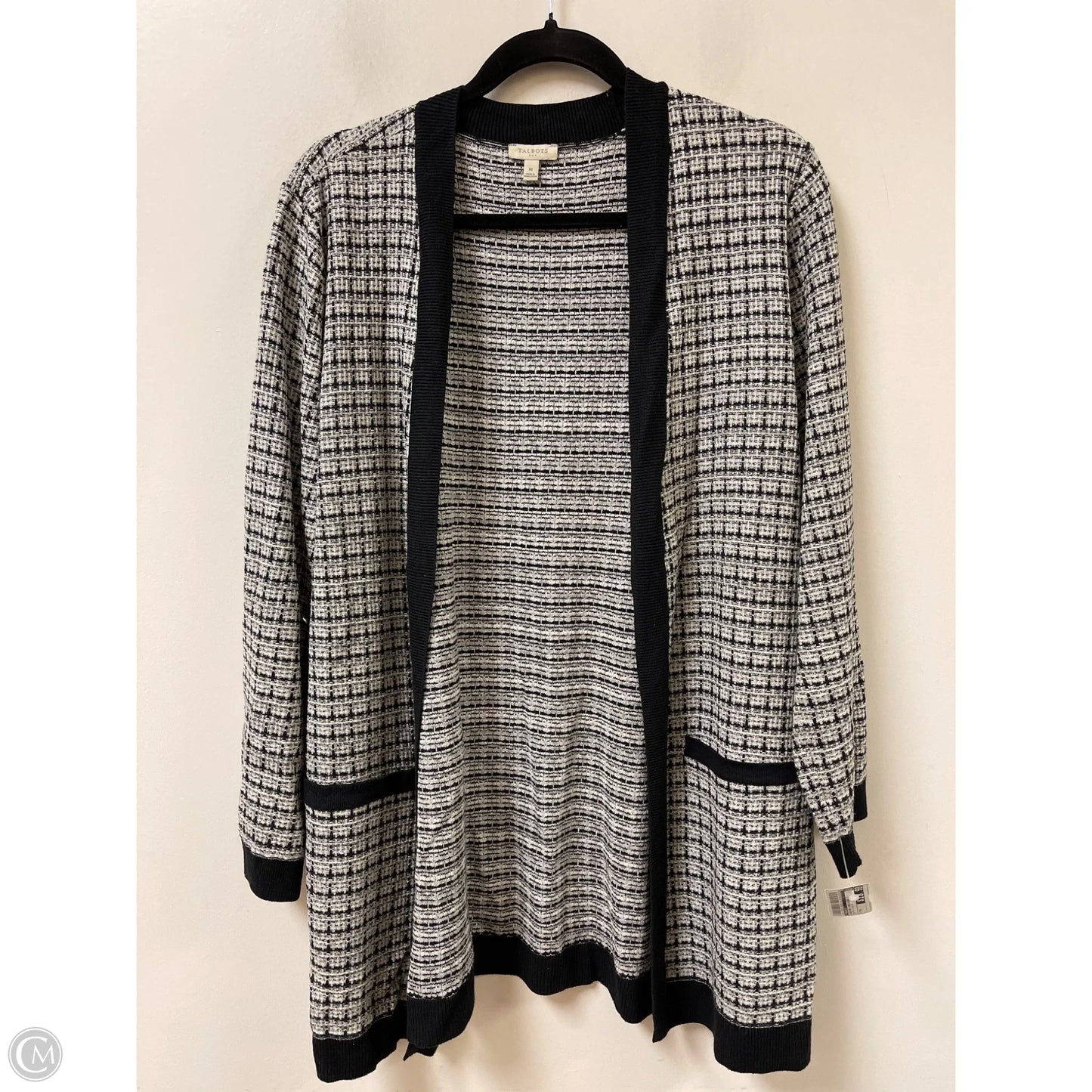 Sweater Cardigan By Talbots In Black & White, Size: M