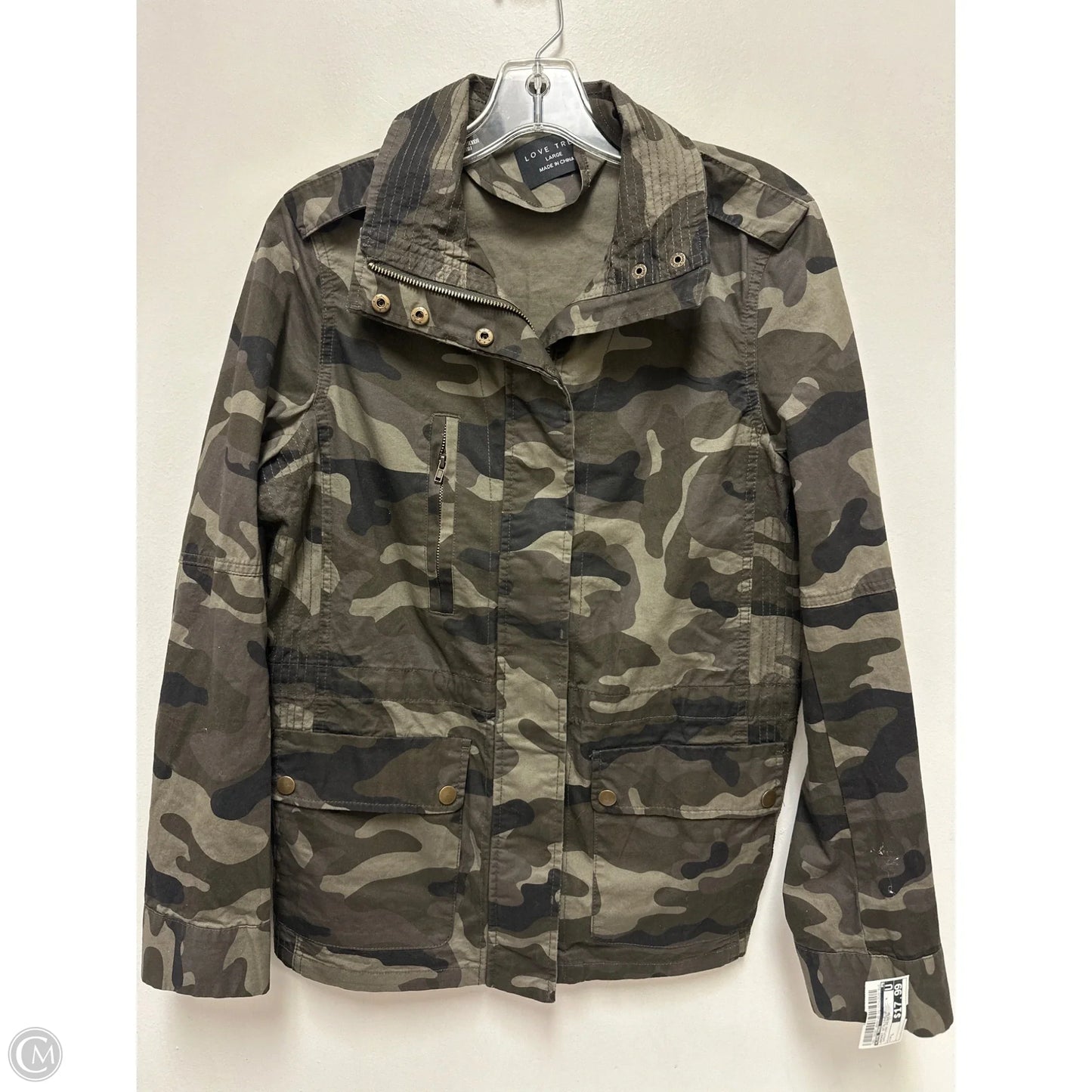 Jacket Utility By Love Tree In Camouflage Print, Size: L