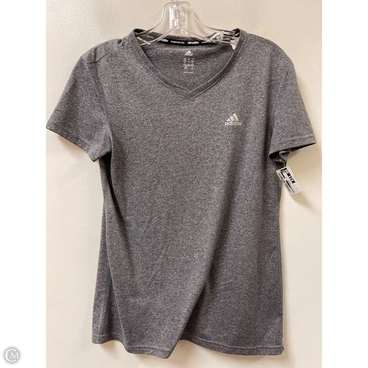 Athletic Top Short Sleeve By Adidas In Grey, Size: S