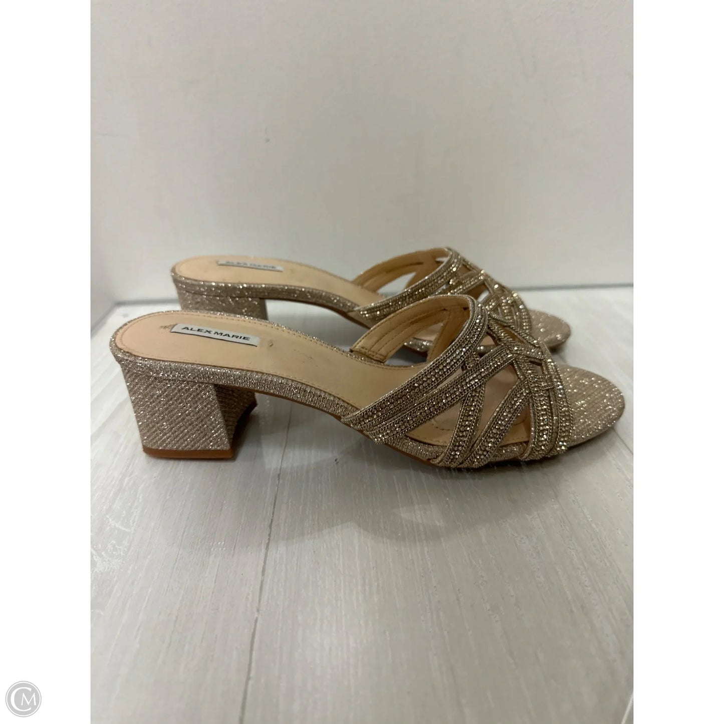 Sandals Heels Block By Alex Marie In Gold, Size: 9