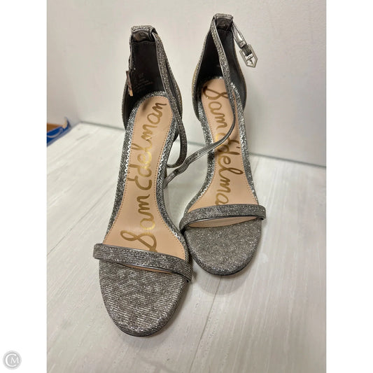 Sandals Heels Stiletto By Sam Edelman In Silver, Size: 7.5