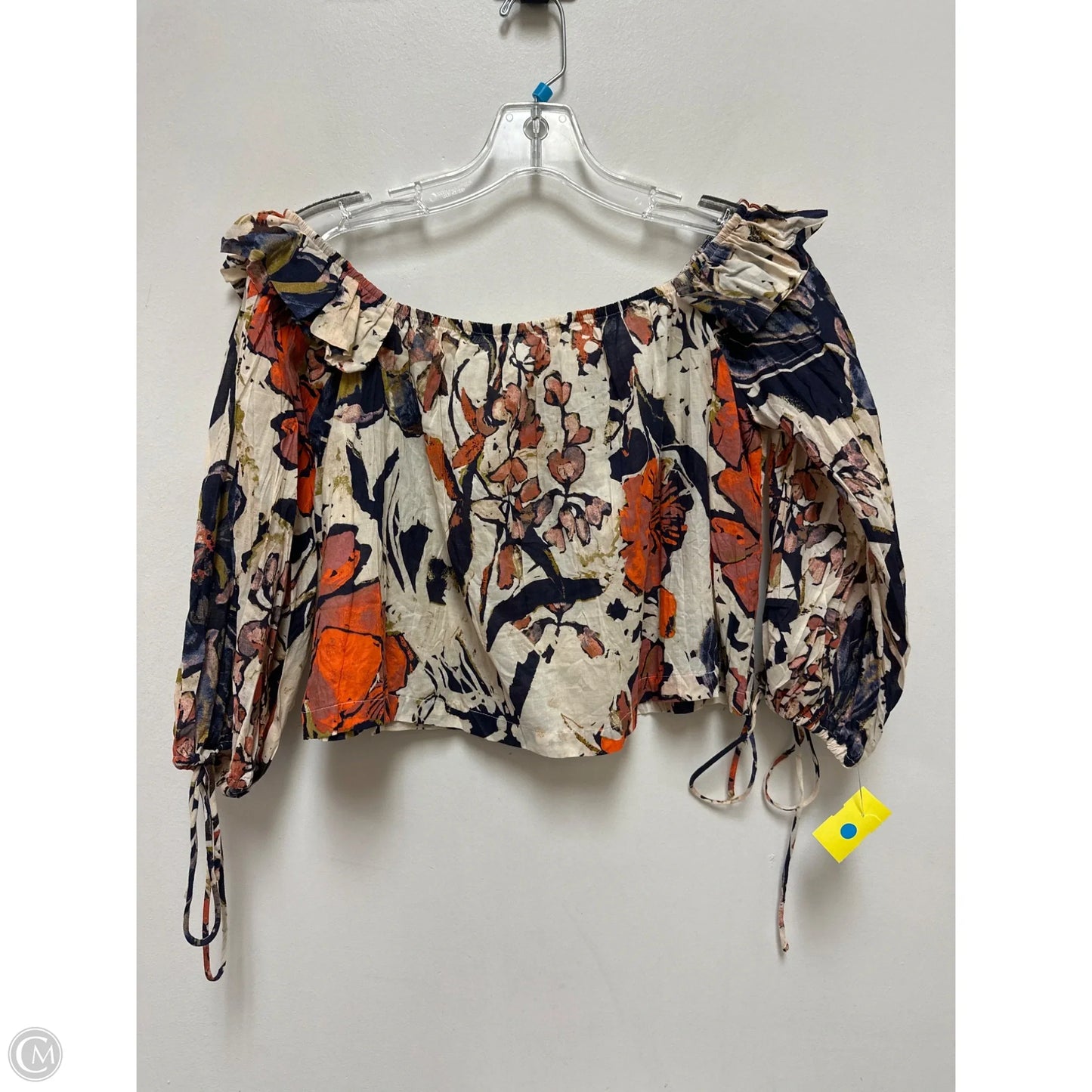 Top Long Sleeve By Free People In Blue & Cream, Size: S