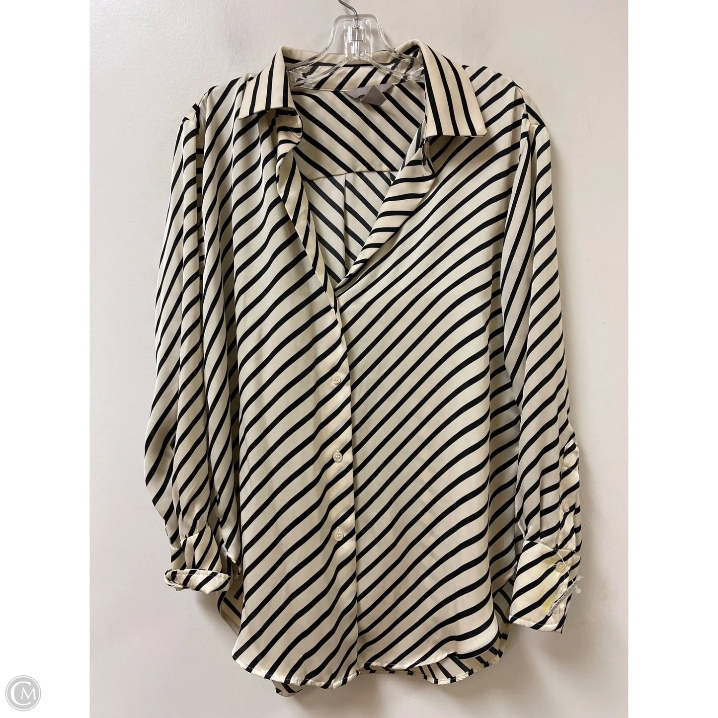 Blouse Long Sleeve By H&m In Striped Pattern, Size: S