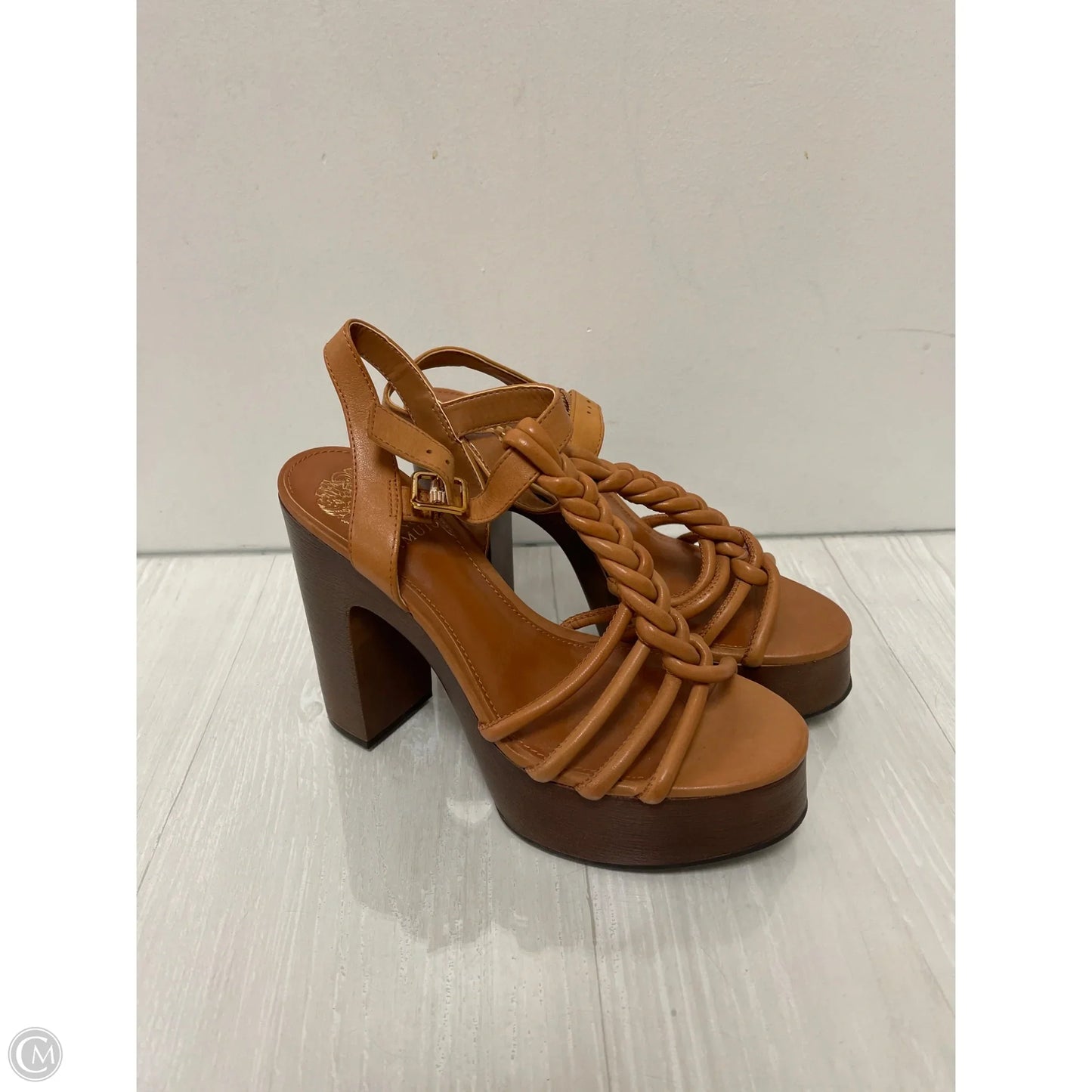 Sandals Heels Block By Vince Camuto In Brown, Size: 7