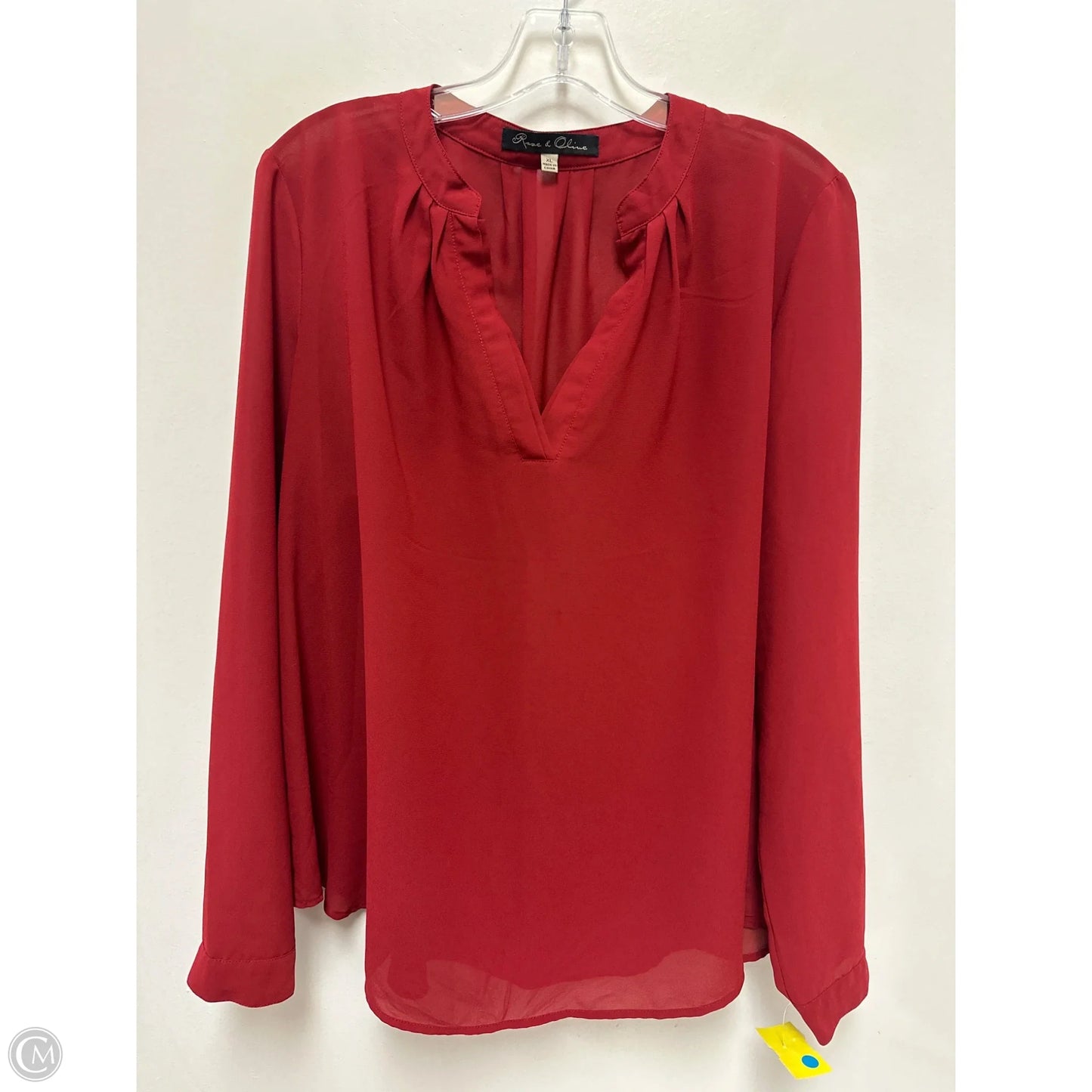 Top Long Sleeve By Rose And Olive In Red, Size: Xl