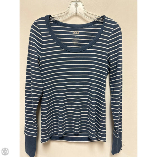 Top Long Sleeve By So In Blue & White, Size: L