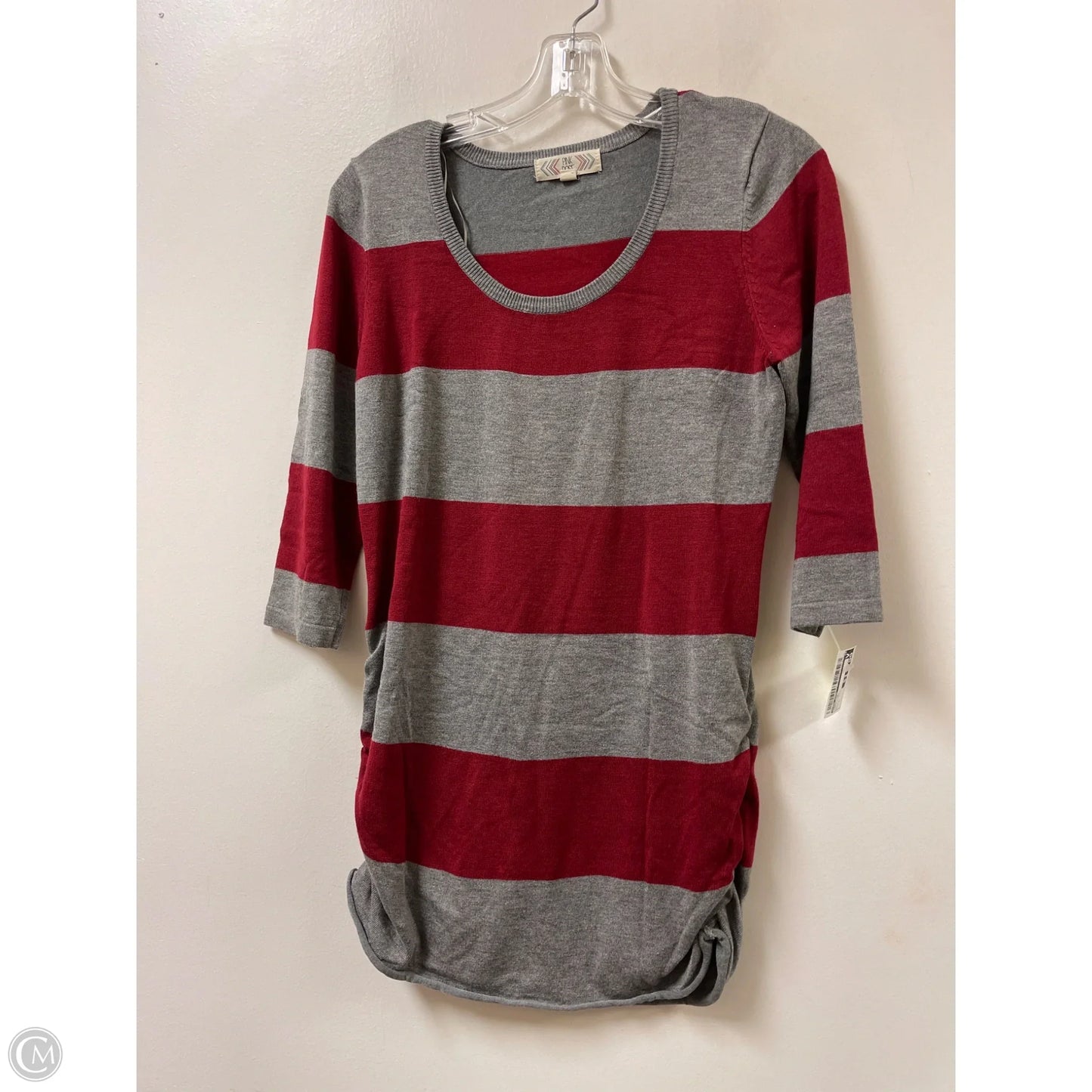 Tunic Long Sleeve By Pink Rose In Grey & Red, Size: L
