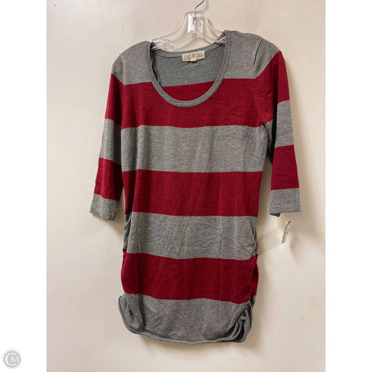 Tunic Long Sleeve By Pink Rose In Grey & Red, Size: L