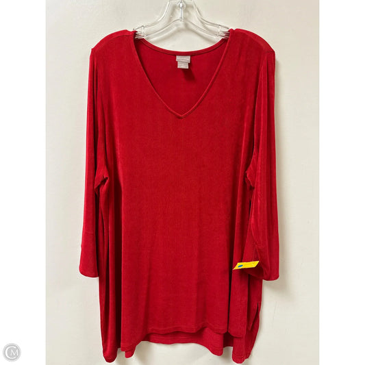 Top Long Sleeve By Chicos In Red, Size: 1x