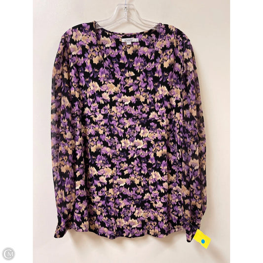 Top Long Sleeve By Chicos In Black & Purple, Size: 1x