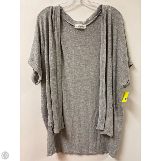 Sweater Cardigan By Impressions In Grey, Size: M
