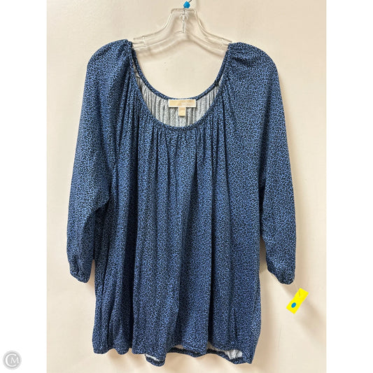 Top Long Sleeve By Michael By Michael Kors In Black & Blue, Size: 3x