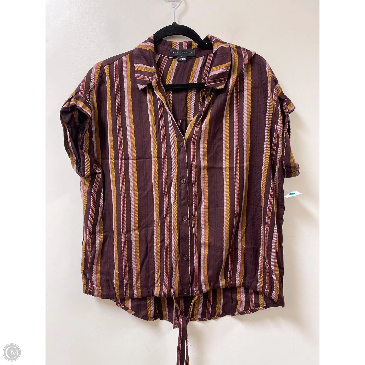 Blouse Short Sleeve By Sanctuary In Striped Pattern, Size: M