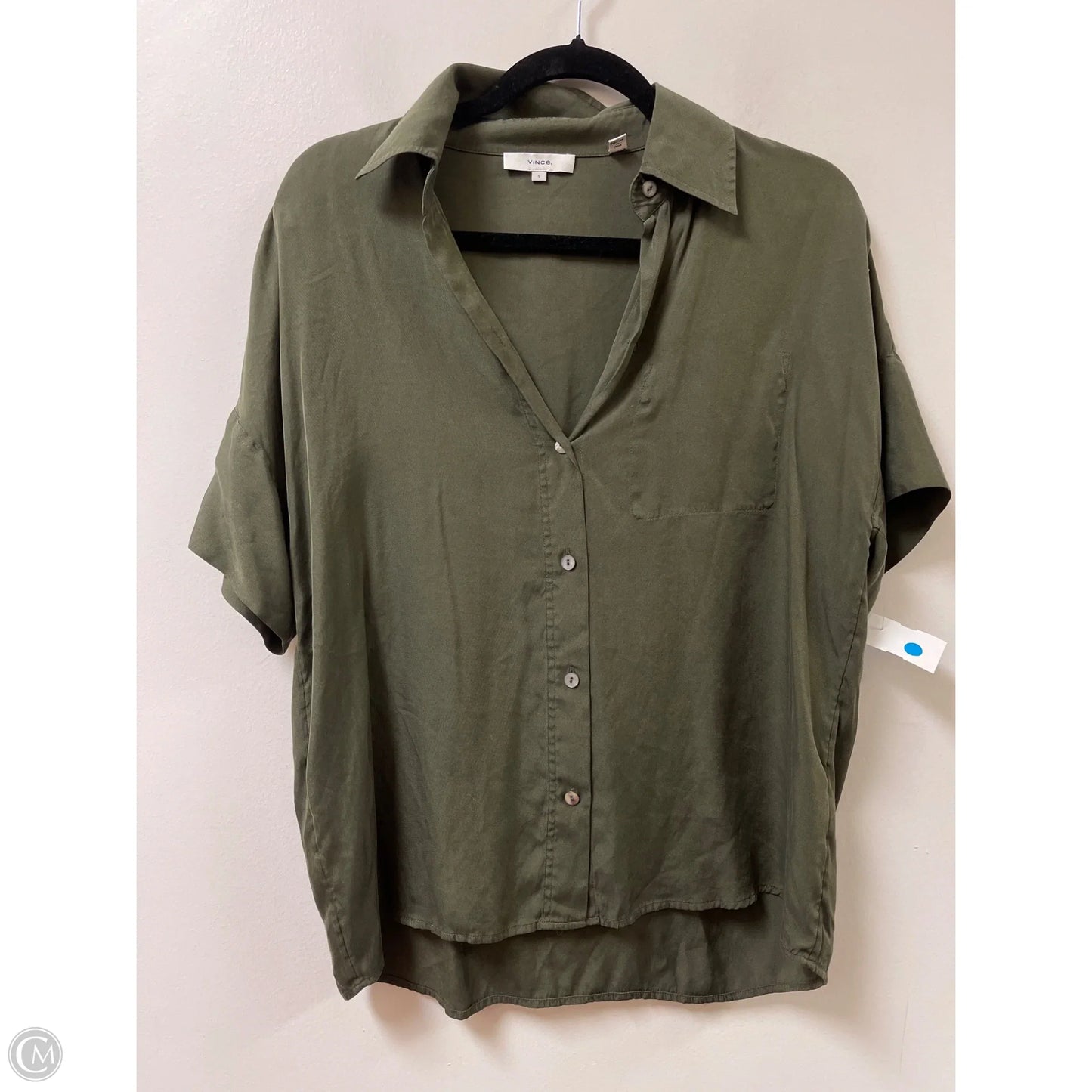 Blouse Short Sleeve By Vince In Green, Size: S