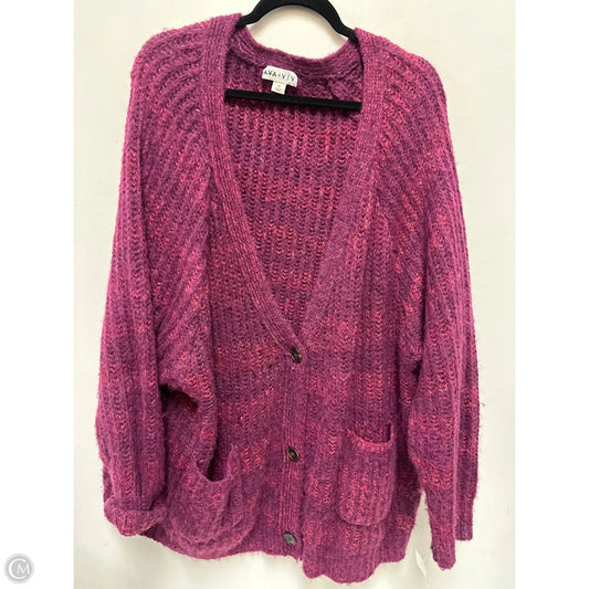 Sweater Cardigan By Ava & Viv In Purple, Size: 2x