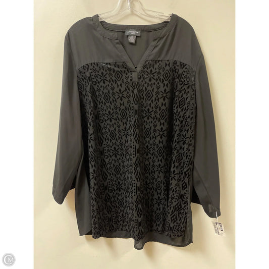 Top Long Sleeve By Liz Claiborne In Black, Size: 2x