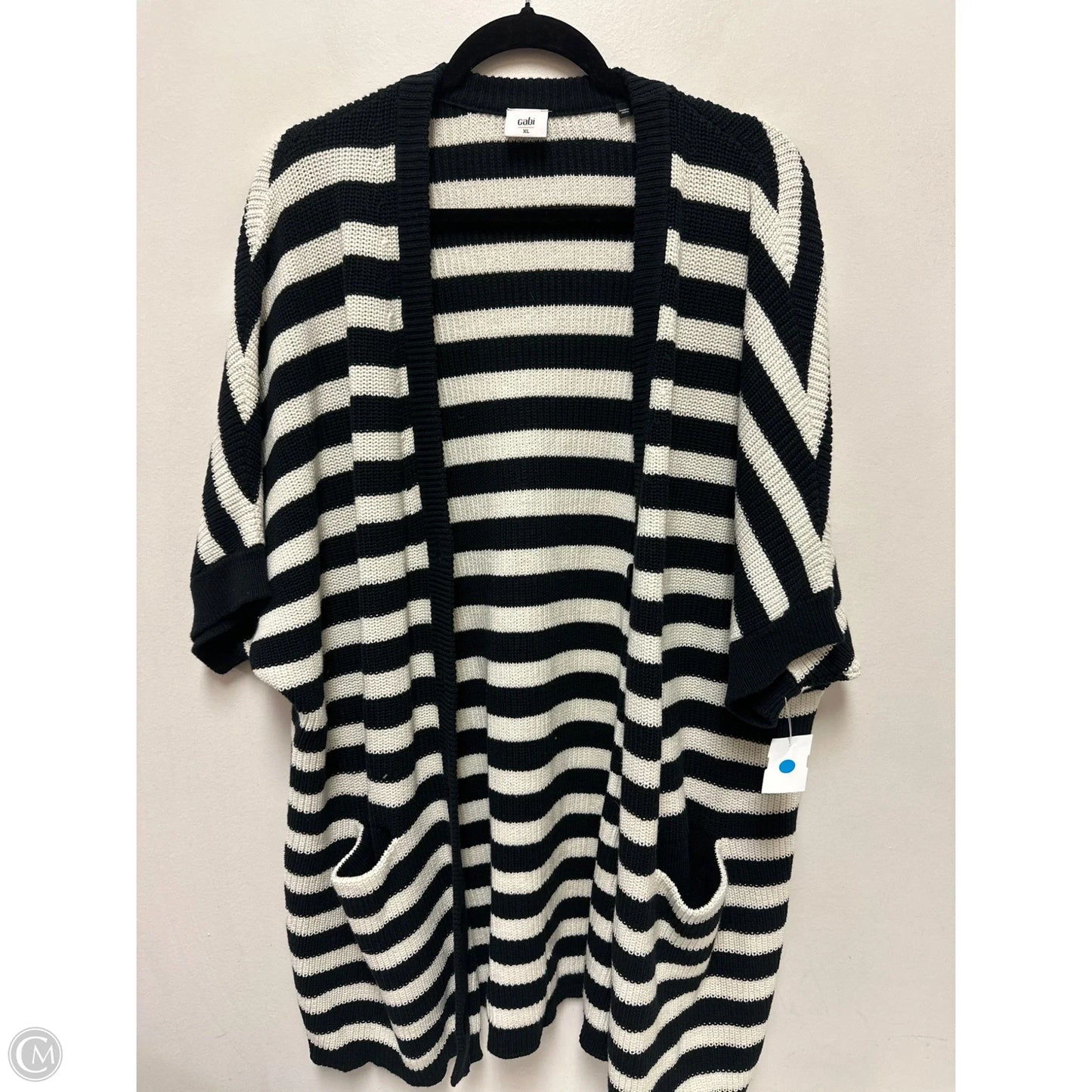 Sweater Cardigan By Cabi In Black & White, Size: Xl