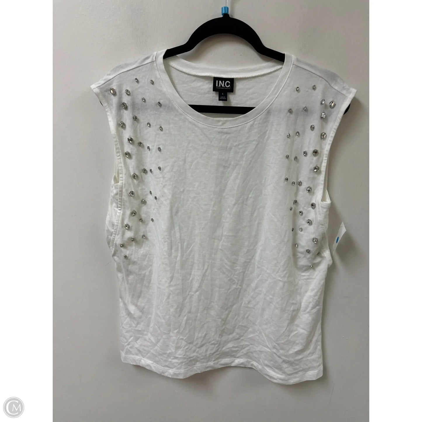 Top Short Sleeve By Inc In White, Size: L