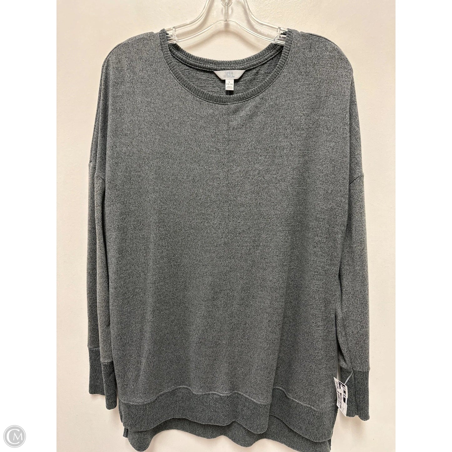 Top Long Sleeve By Time And Tru In Grey, Size: L