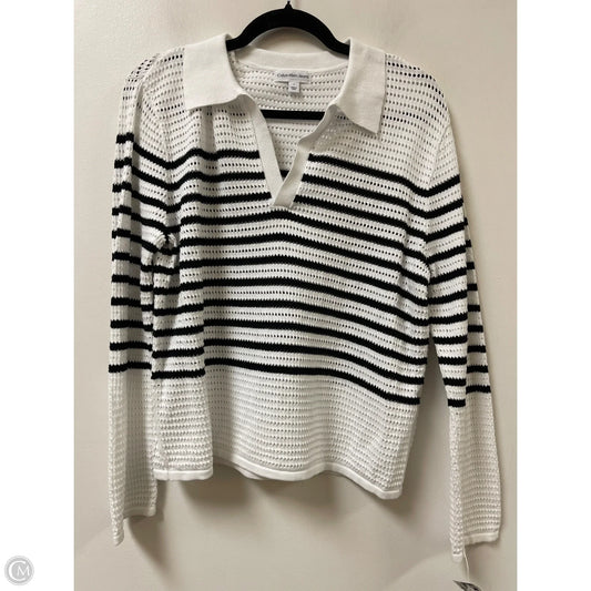 Sweater By Calvin Klein In Black & White, Size: M