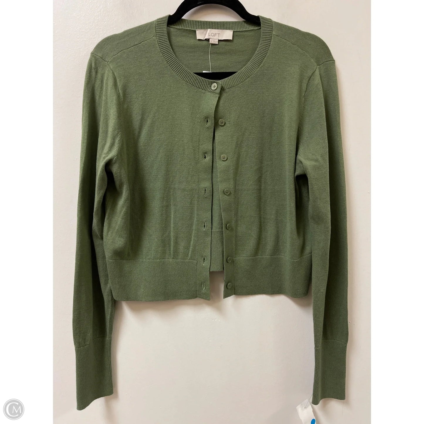 Sweater Cardigan By Loft In Green, Size: M
