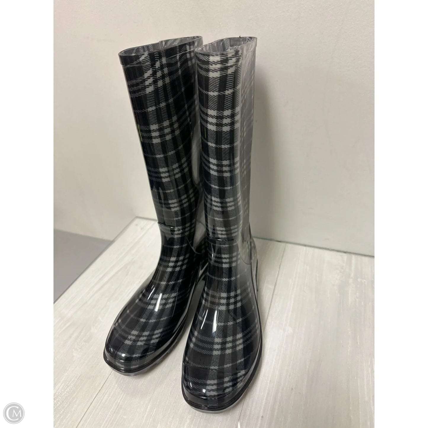 Boots Rain By St Johns Bay In Black & White, Size: 9