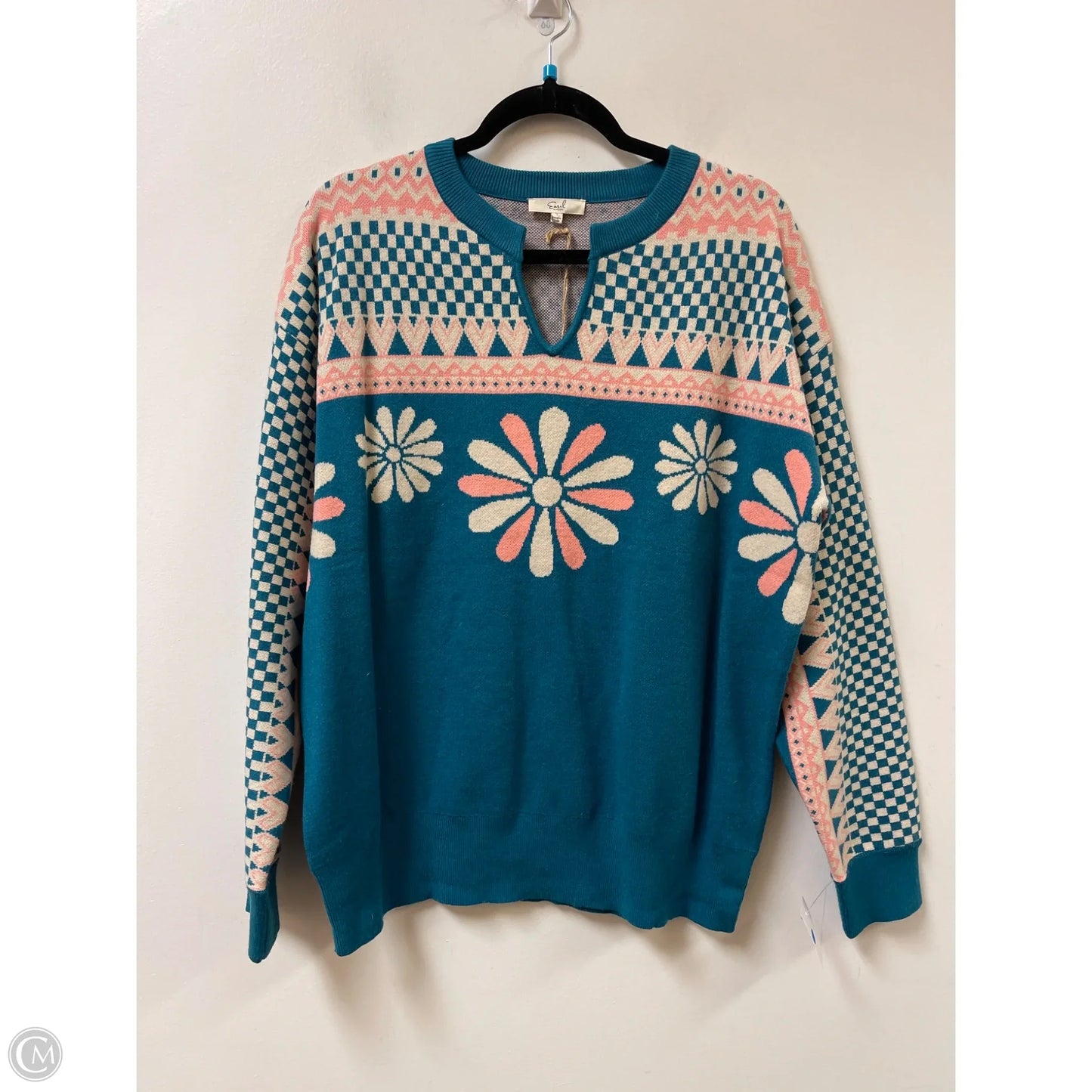 Sweater By Easel In Blue & Pink, Size: L