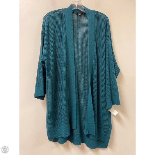 Sweater Cardigan By Ann Taylor In Teal, Size: L