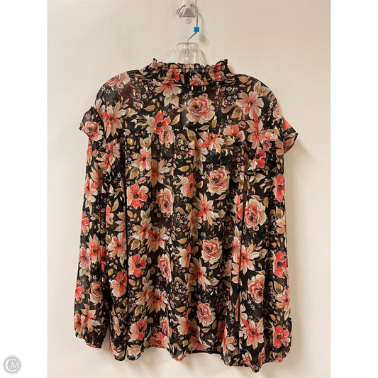 Top Long Sleeve By Maurices In Floral Print, Size: 2x
