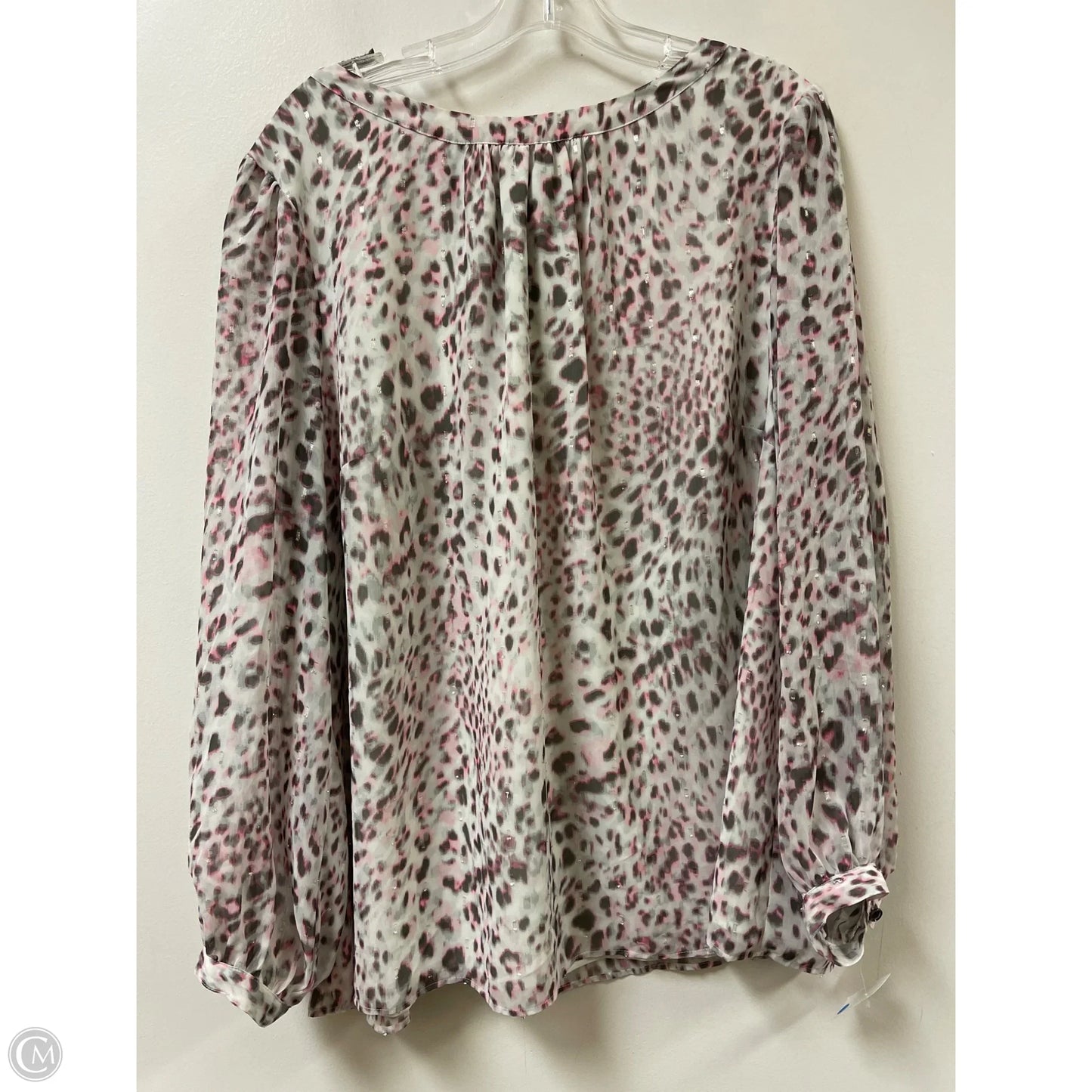 Top Long Sleeve By Talbots In Grey & Pink, Size: 2x
