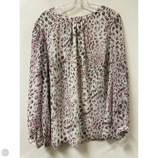 Top Long Sleeve By Talbots In Grey & Pink, Size: 2x