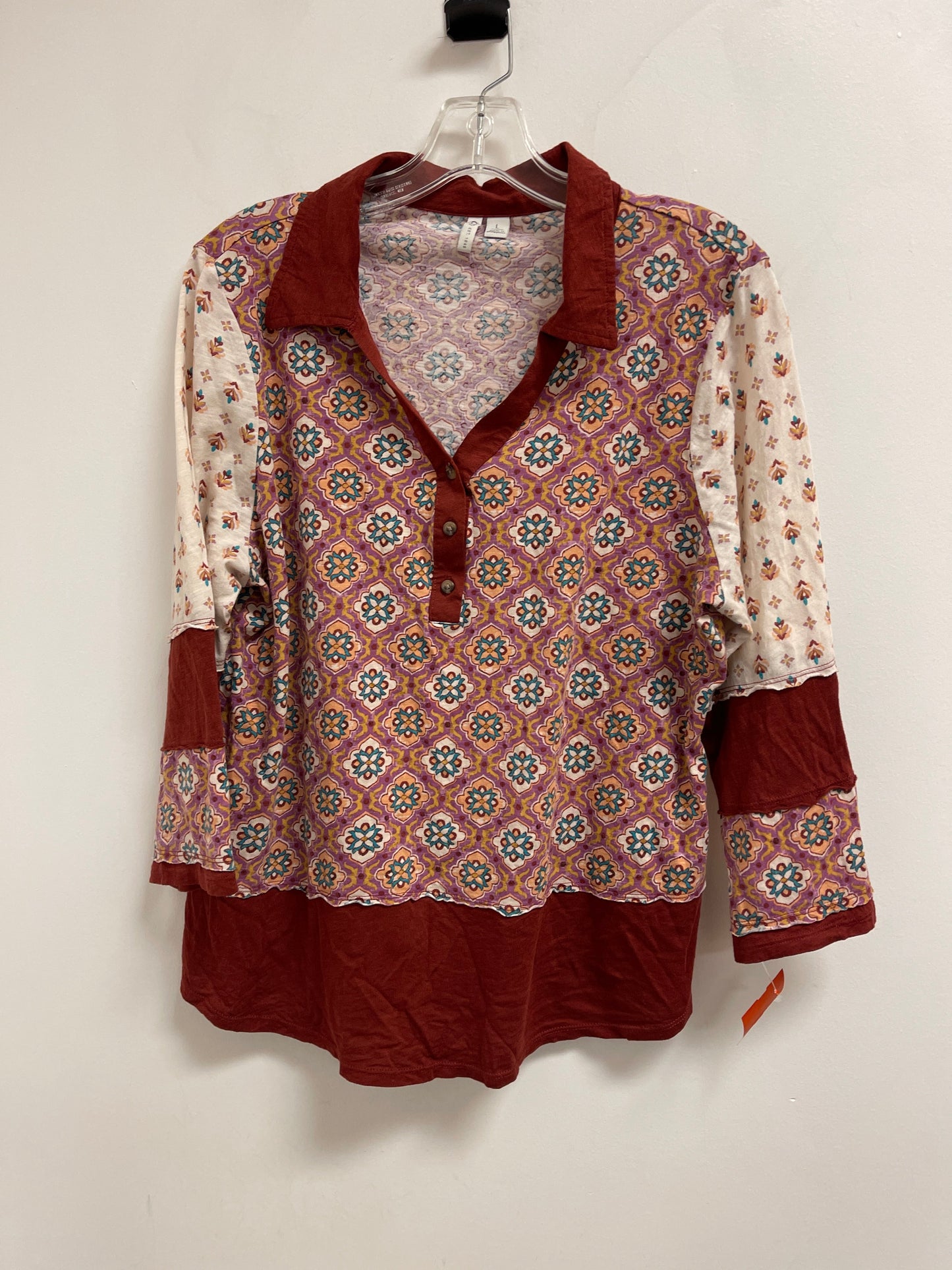 Top Long Sleeve By Cato In Multi-colored, Size: L