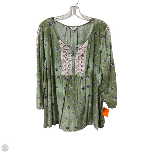 Top Long Sleeve By Crown And Ivy In Green, Size: 3x