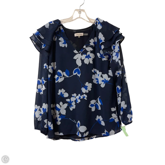 Top Long Sleeve By Calvin Klein In Blue, Size: S