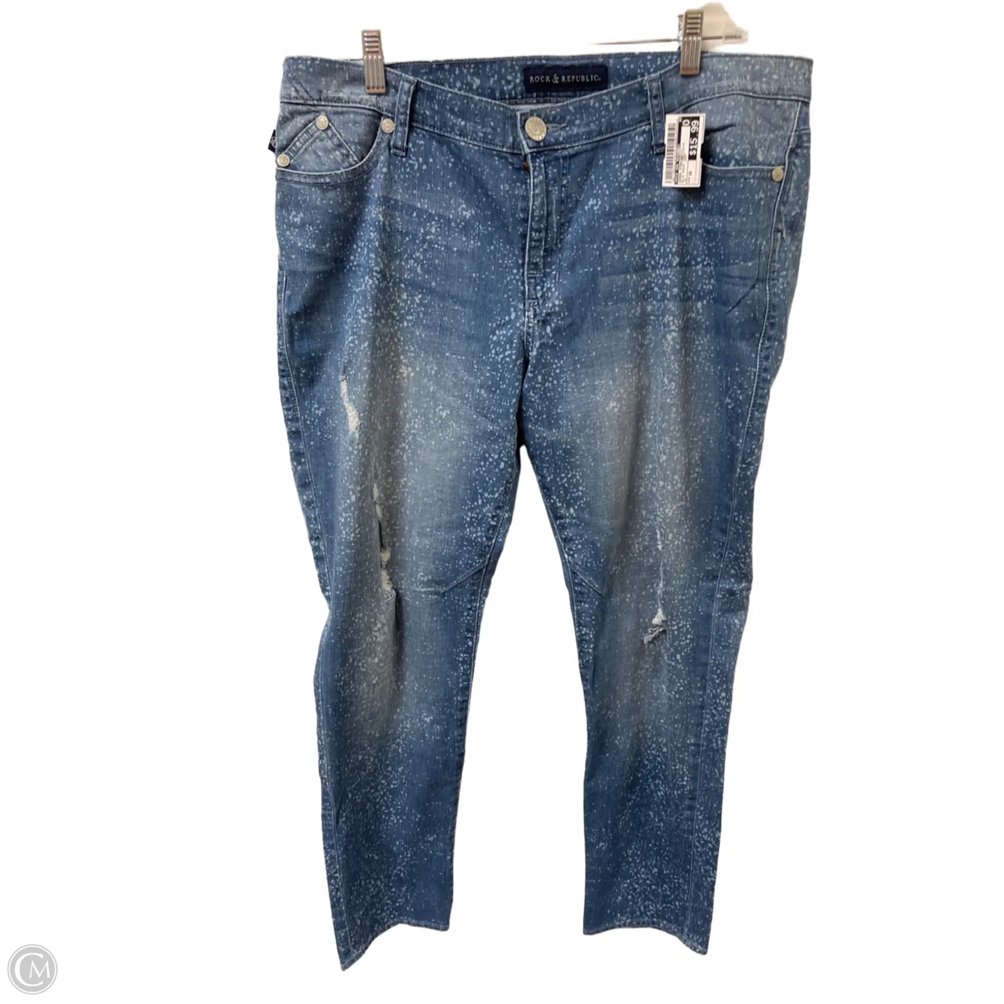 Jeans Straight By Rock And Republic In Blue Denim, Size: 16