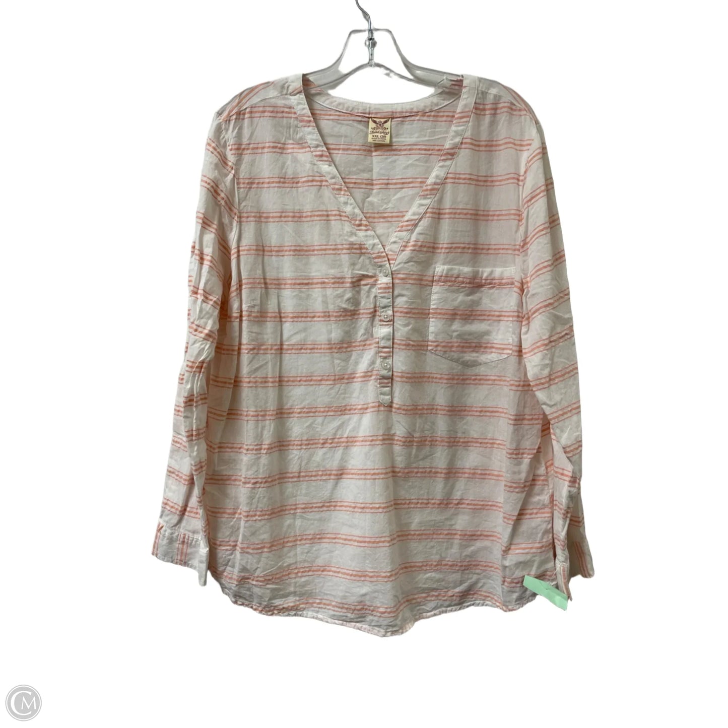 Top Long Sleeve By Faded Glory In Orange & White, Size: 1x
