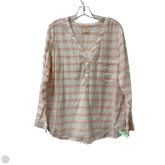 Top Long Sleeve By Faded Glory In Orange & White, Size: 1x