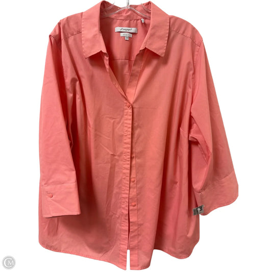 Blouse Long Sleeve By Foxcroft In Orange, Size: 3x
