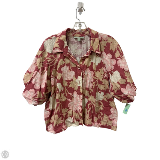 Blouse Short Sleeve By Clothes Mentor In Red & Tan, Size: Xl