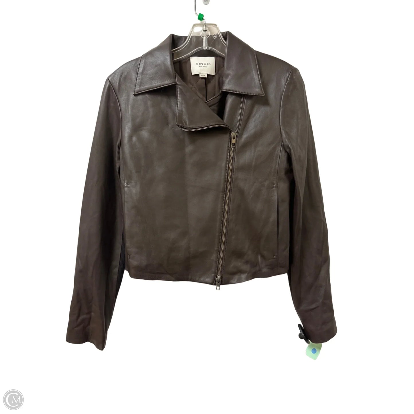 Jacket Leather By Vince In Brown, Size: Xs