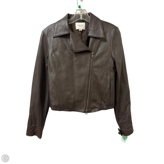 Jacket Leather By Vince In Brown, Size: Xs