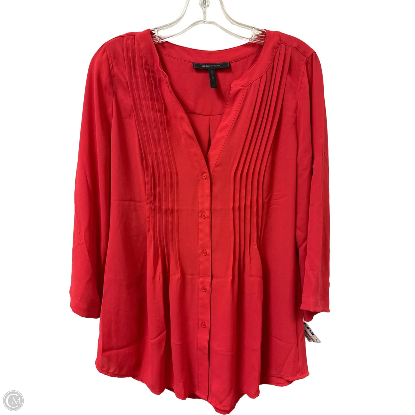 Blouse Long Sleeve By Bcbgmaxazria In Red, Size: S