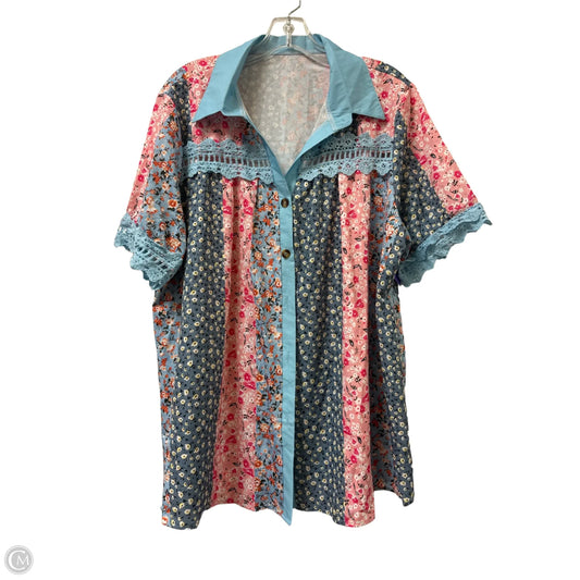 Blouse Short Sleeve By Clothes Mentor In Floral Print, Size: 3x