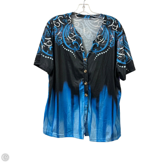 Blouse Short Sleeve By Clothes Mentor In Black & Blue, Size: 3x