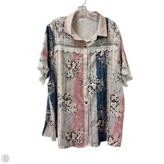 Blouse Short Sleeve By Clothes Mentor In Blue & Pink, Size: 3x