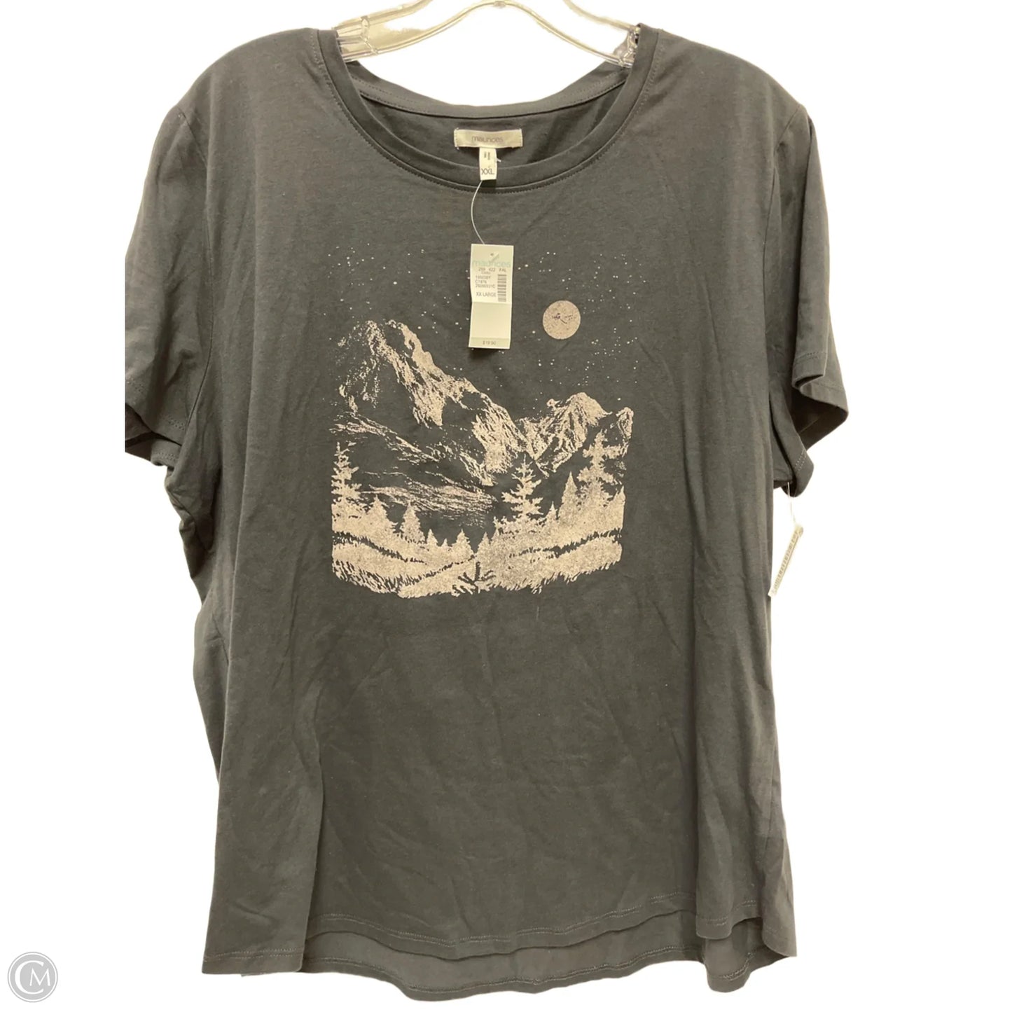 Top Short Sleeve By Maurices In Grey, Size: 1x