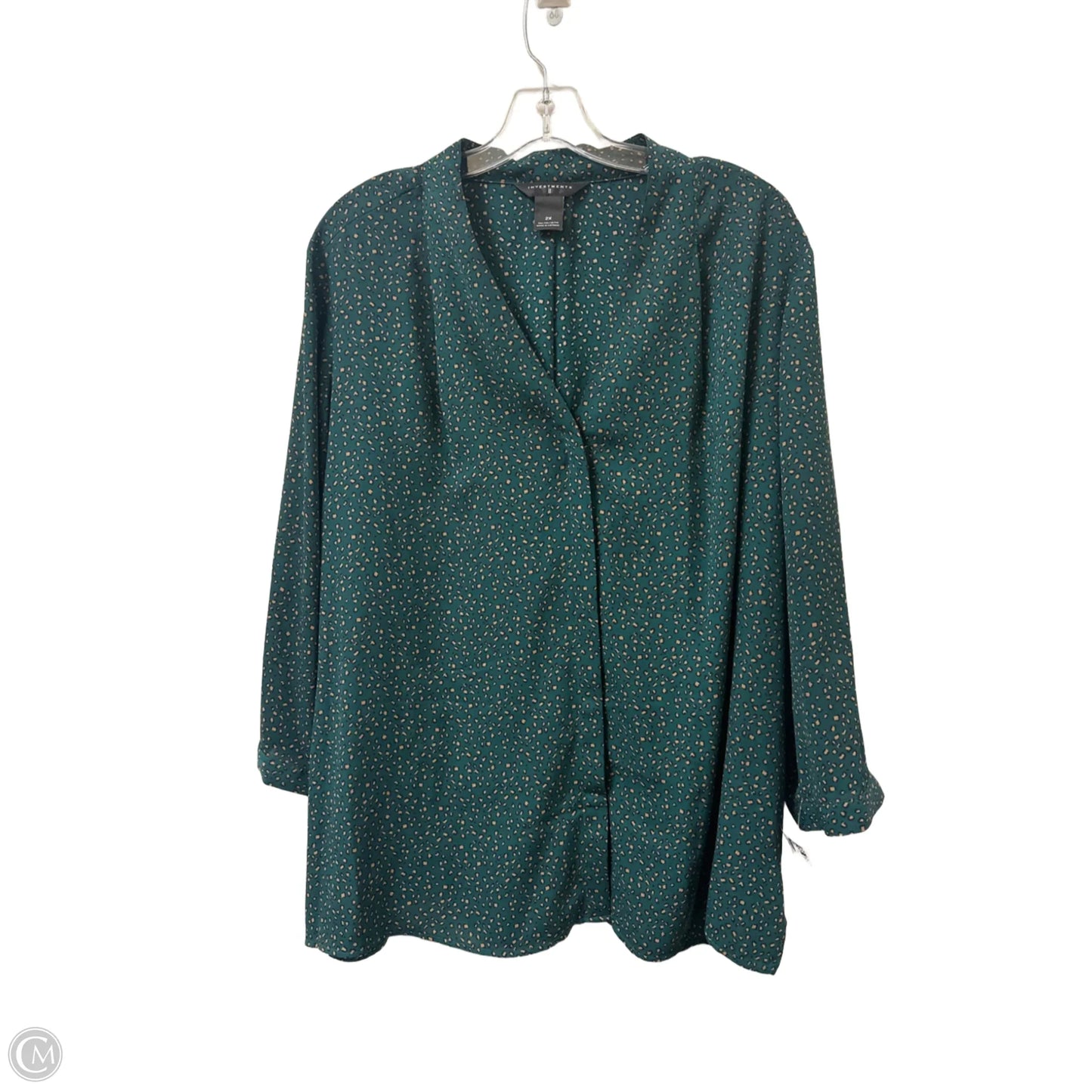 Blouse Long Sleeve By Investments In Green, Size: 2x