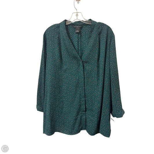 Blouse Long Sleeve By Investments In Green, Size: 2x