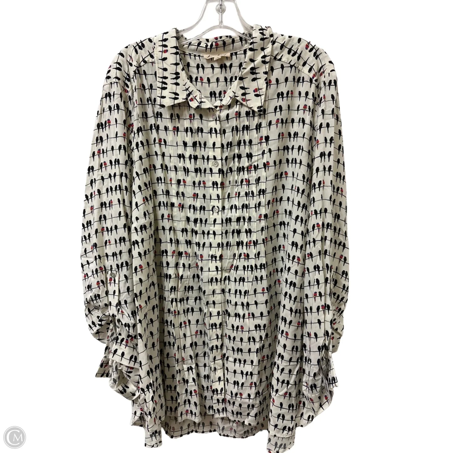 Blouse Long Sleeve By Jane And Delancey In Black & Cream, Size: 3x