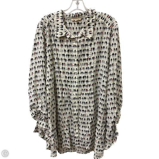 Blouse Long Sleeve By Jane And Delancey In Black & Cream, Size: 3x